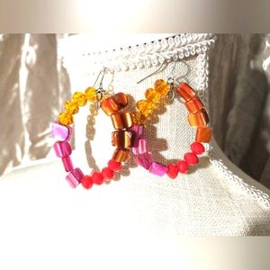 Spectacular 1980s Hoop Earrings - Beads and Stones
